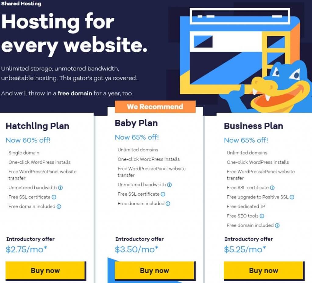 Hostgator Web Hosting Plans