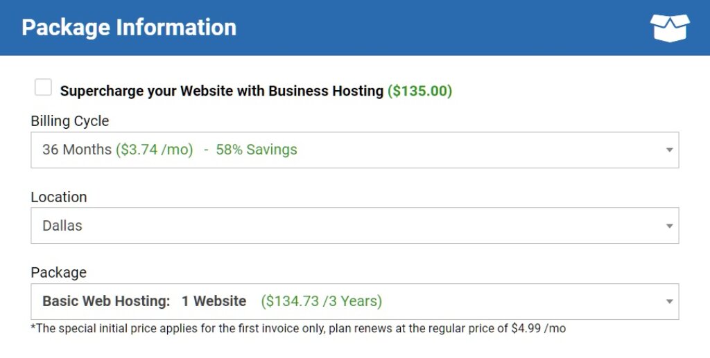 Configure Your Hosting Plan