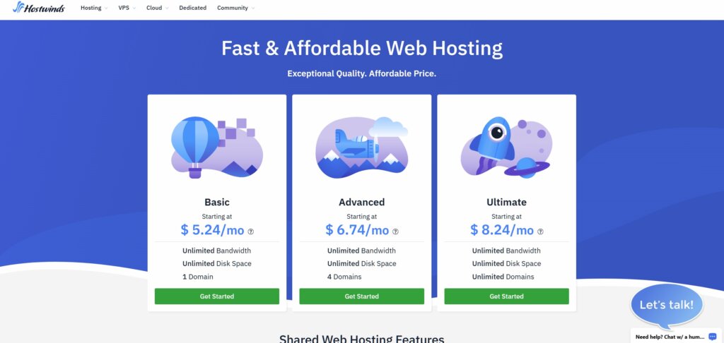 Hostwinds Web Hosting Plans