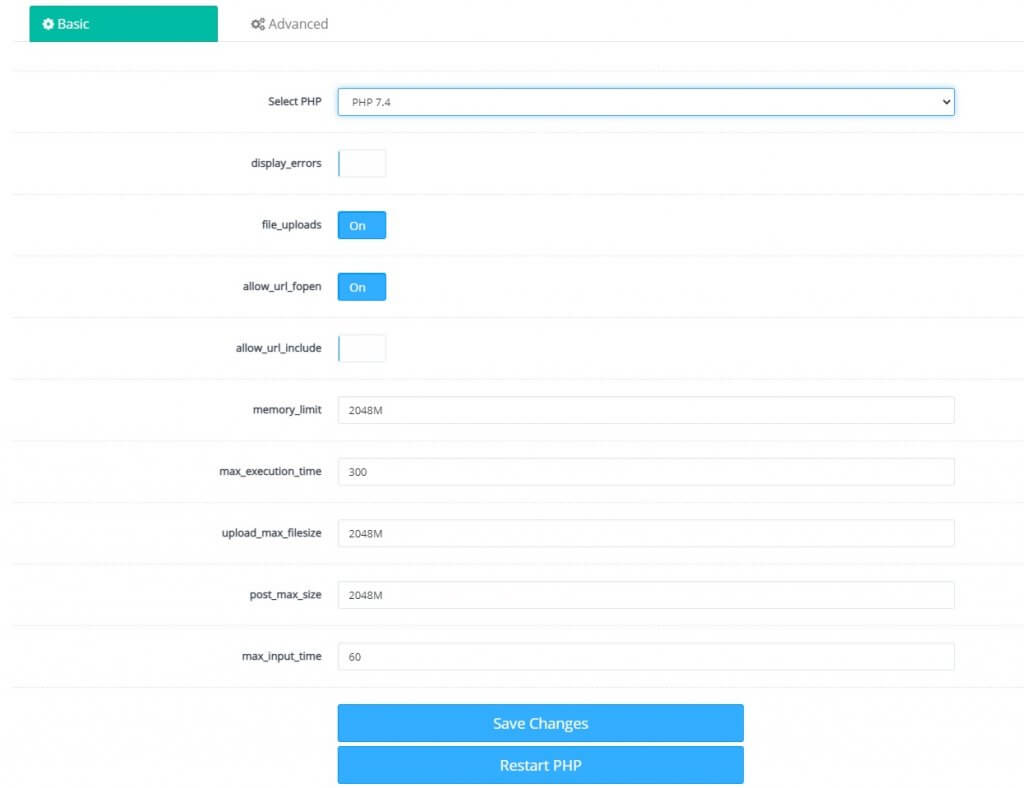 Php 7.4 Configuration Cyberpanel