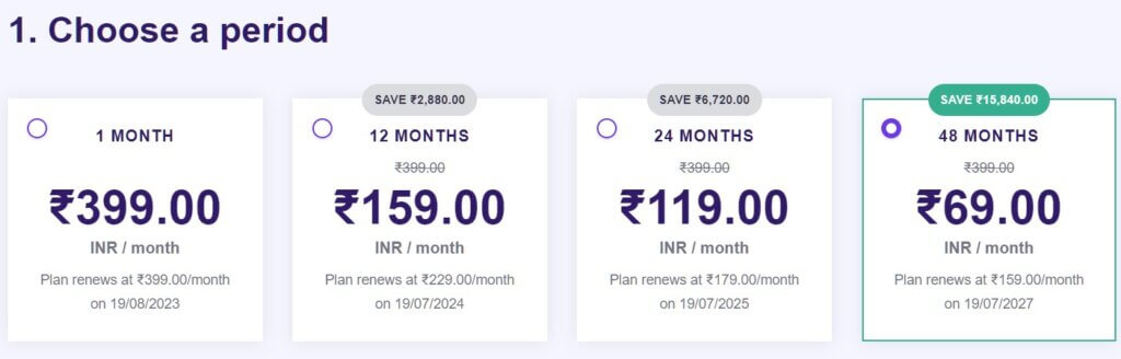 Choose Hostinger Billing Period