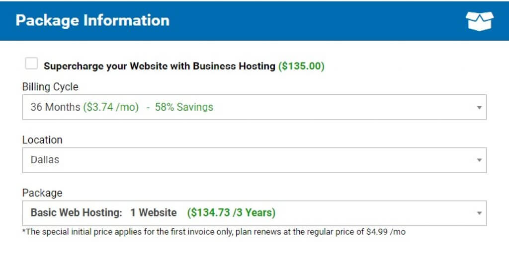 configure your hosting plan