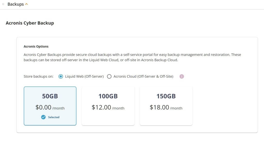 Liquid Web Backup Option