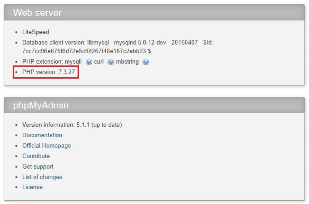 Phpmyadmin Php Version